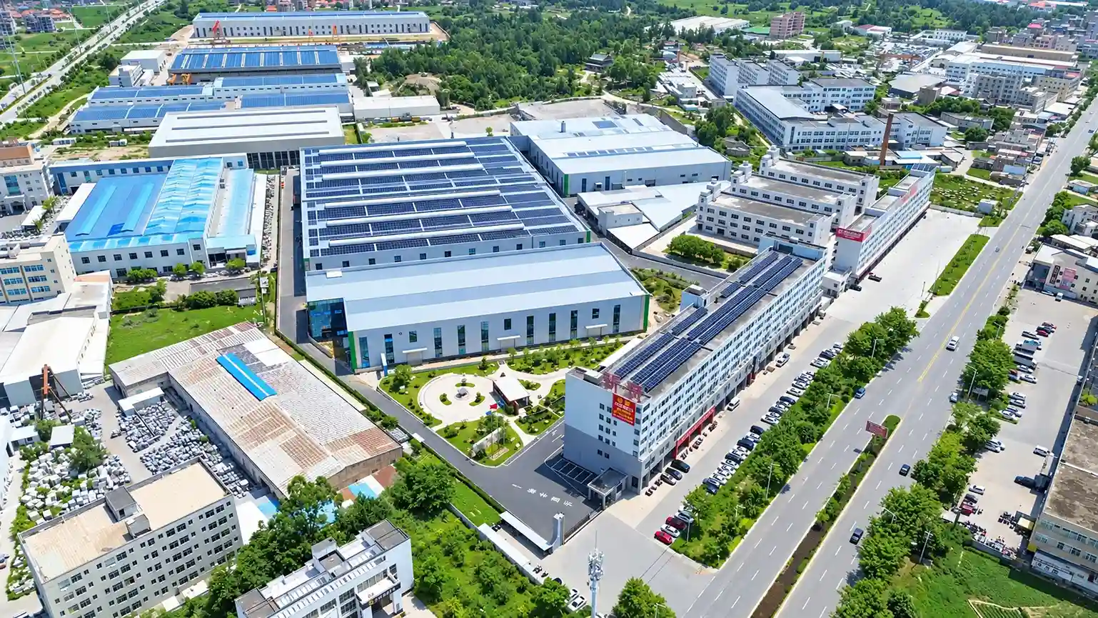 Aerial view of the Xinqi Hygiene sealed manufacturing campus in Hui'an, Quanzhou, Fujian, China