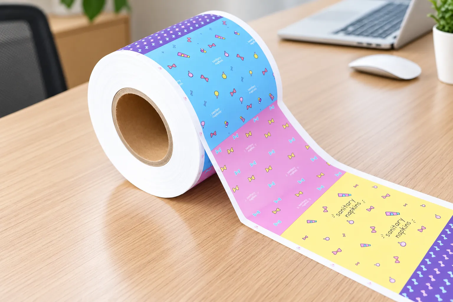 Printed hygiene film rolls finished and staged at the Xinqi Hygiene plant